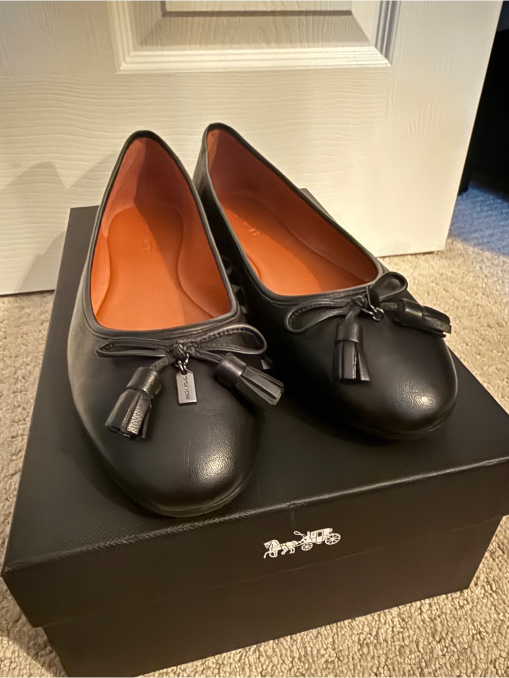 Coach Black Leather Tassel Ballet Flats - New. Never Worn - Size 10